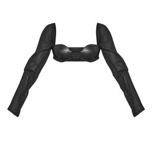 Plt faux leather mesh crop NWT